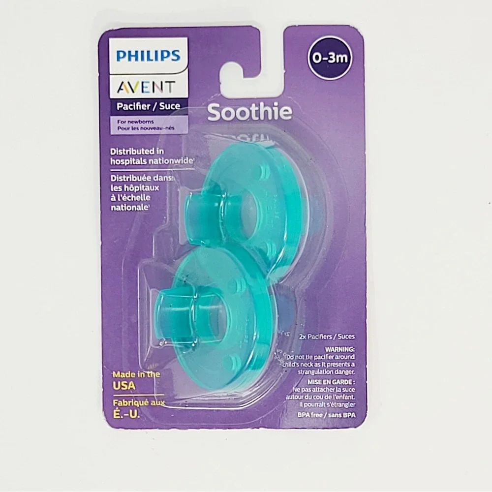 PHILIPS AVENT Soothie Pacifier 0-3 Months Teal Green 2 Pack NEW Sealed BPA Free